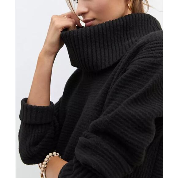 Moth Anthropologie Black Cowl Neck Long Sleeve Sweater Size‎ Large Cozy Women - Picture 2 of 9